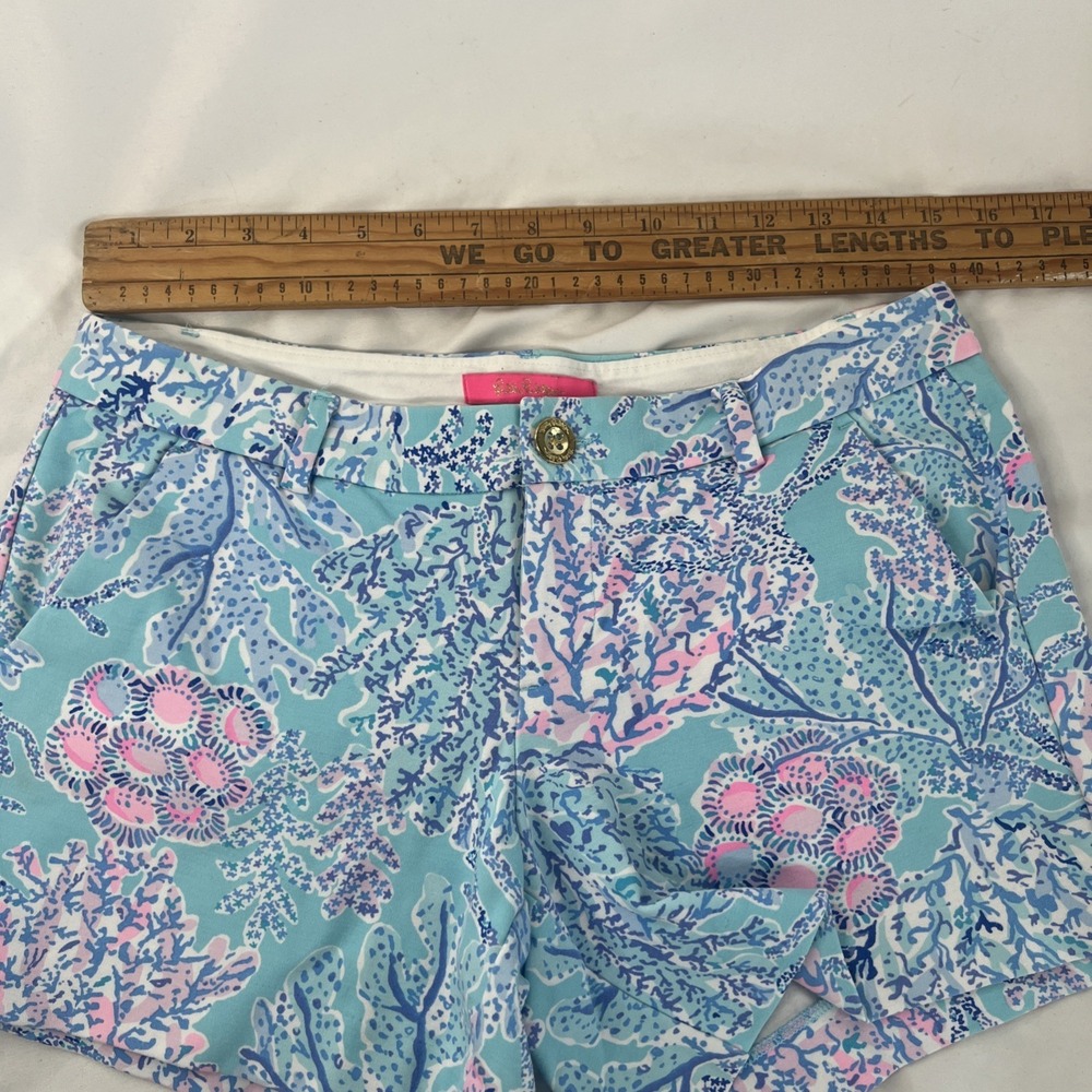 Lilly Pulitzer 4 The WALSH Chino Shorts Flat‎ Front Blue Pink Turquoise - Picture 7 of 9